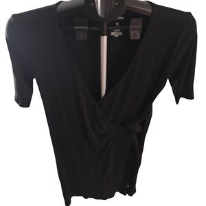 Sonoma Maternity In Medium Ribbed Black Wrap Dress Easy Access For Breastfeeding